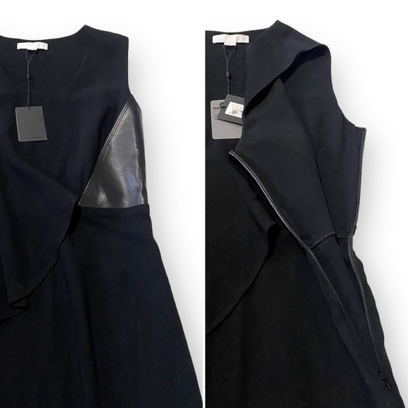 NWT Alexander Wang Black Sheath Dress with Leather Inset, Size 10 - Picture 10 of 15